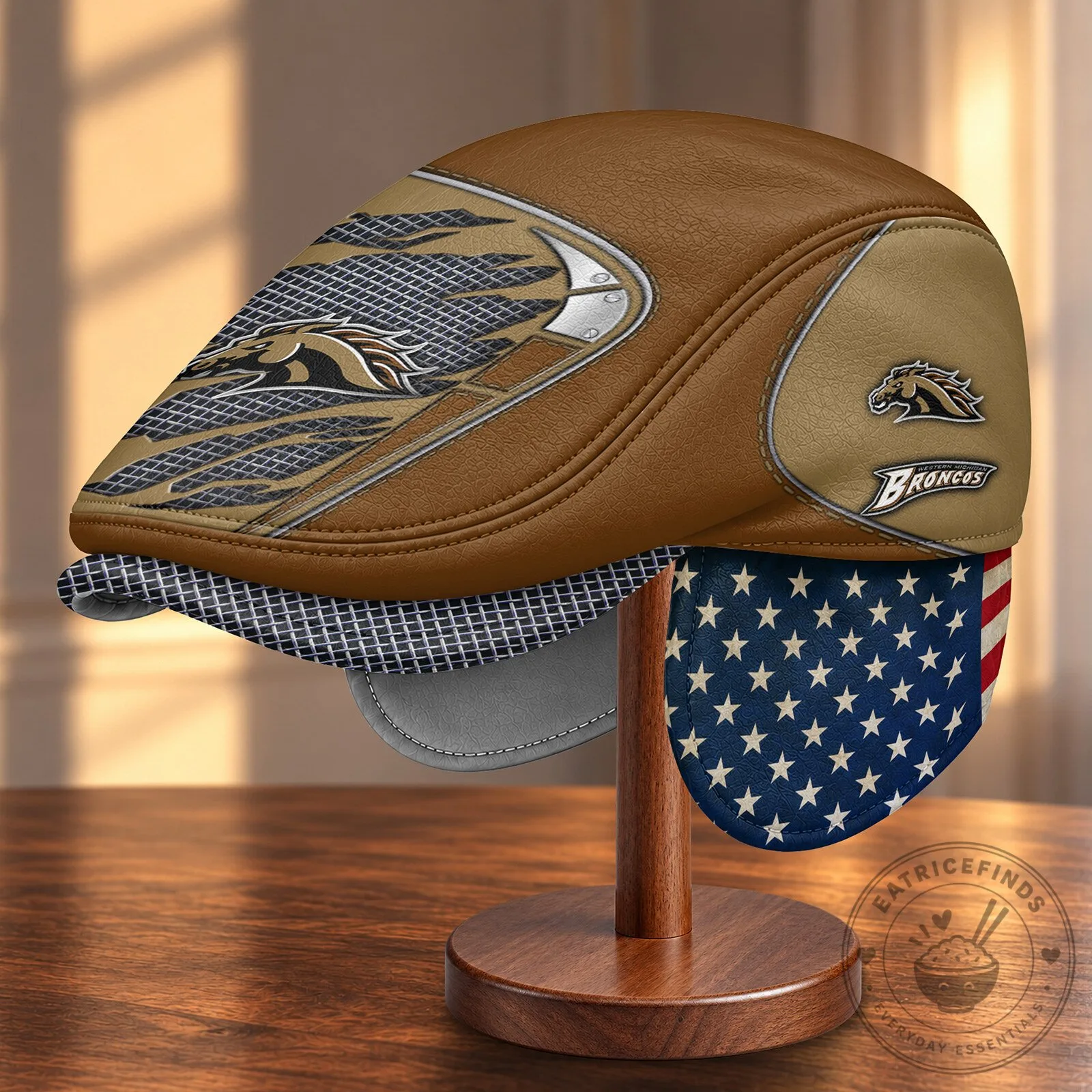 Western Michigan Broncos NCAA Flat Cap with Foldable Ear Flaps