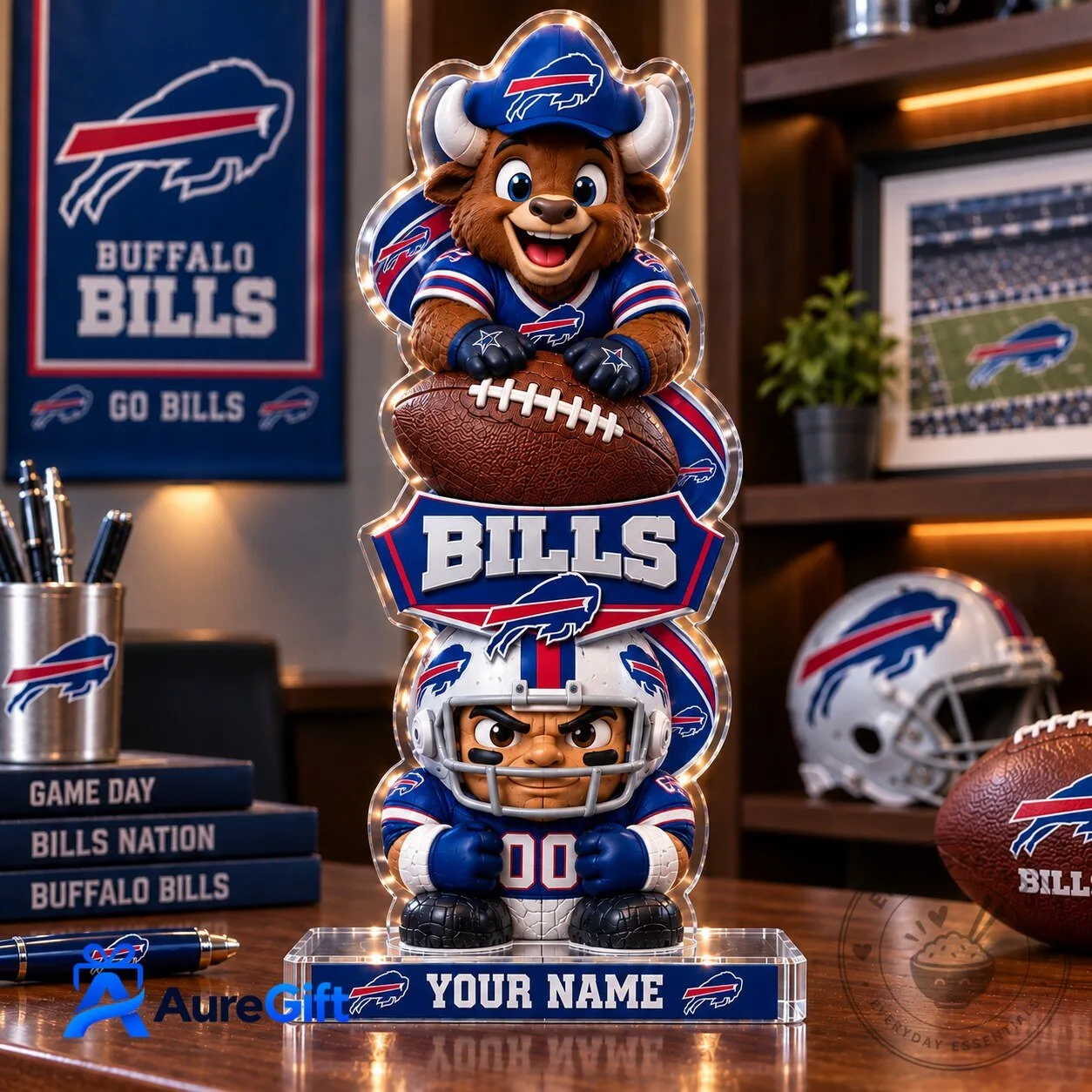 Buffalo Bills NFL Christmas Kickoff Personalized Acrylic Block Plaque