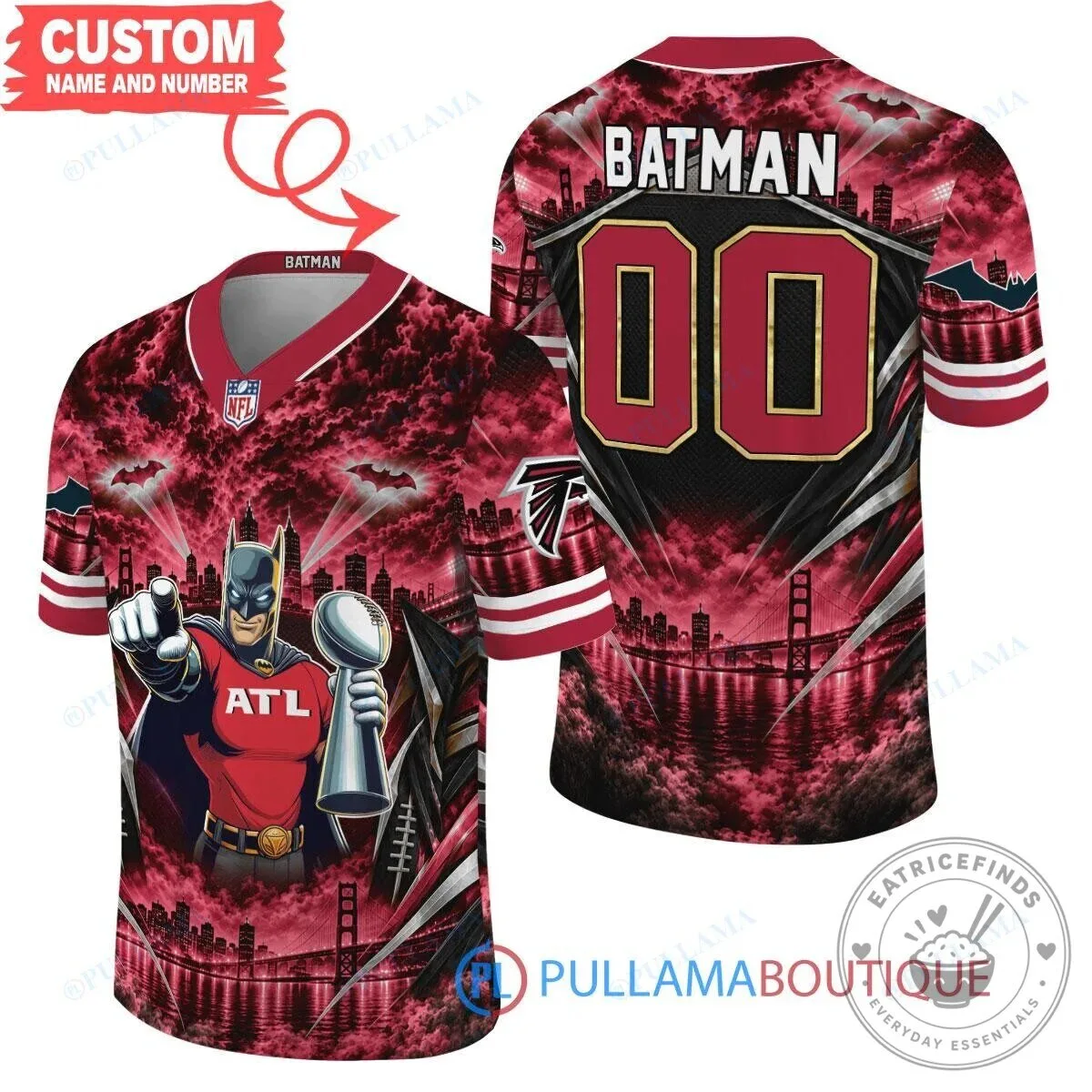 Atlanta Falcons Batman Super Bowl Trophy Football Jersey 5 Atlanta Falcons Batman Super Bowl Trophy Football Jersey
