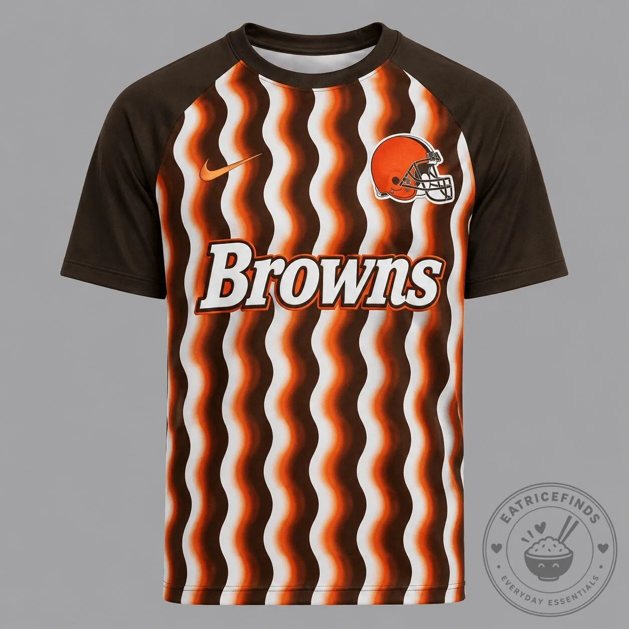 Cleveland Browns Wavy Pattern Short Sleeve Football Fan T-Shirt