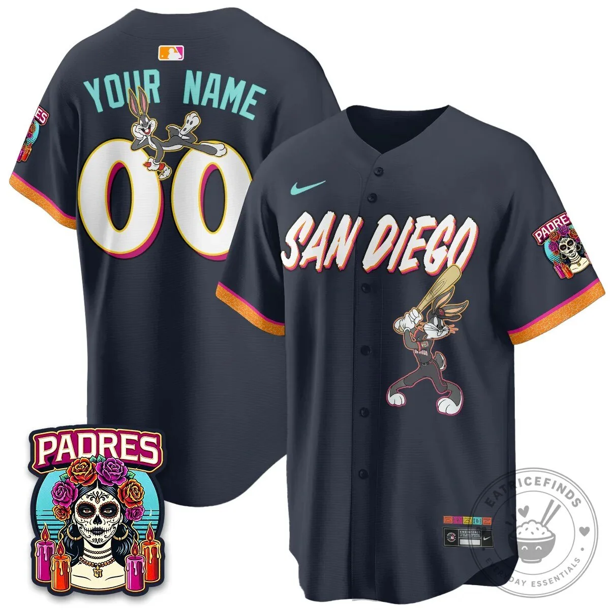 San Diego Padres Bugs Bunny Baseball Jersey Custom Name Number Stitched