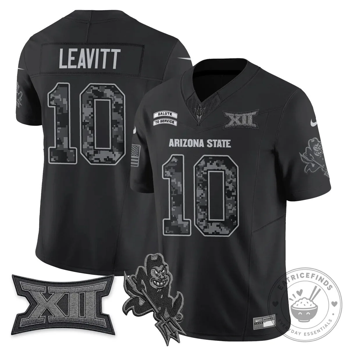 Arizona State Sun Devils Salute To Service Leavitt Number 10 Football Jersey 2 Arizona State Sun Devils Salute To Service Leavitt Number 10 Football Jersey