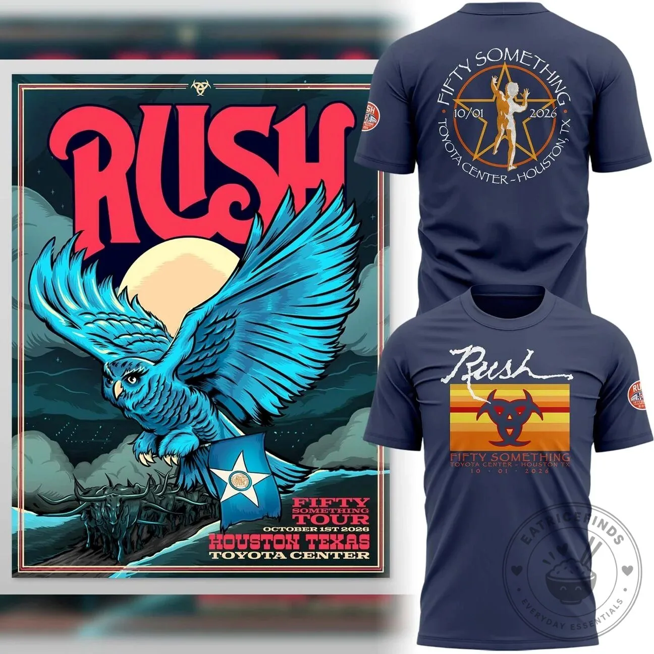 Houston Texas Concert T-Shirt for the Rush Fifty Something Tour 2026