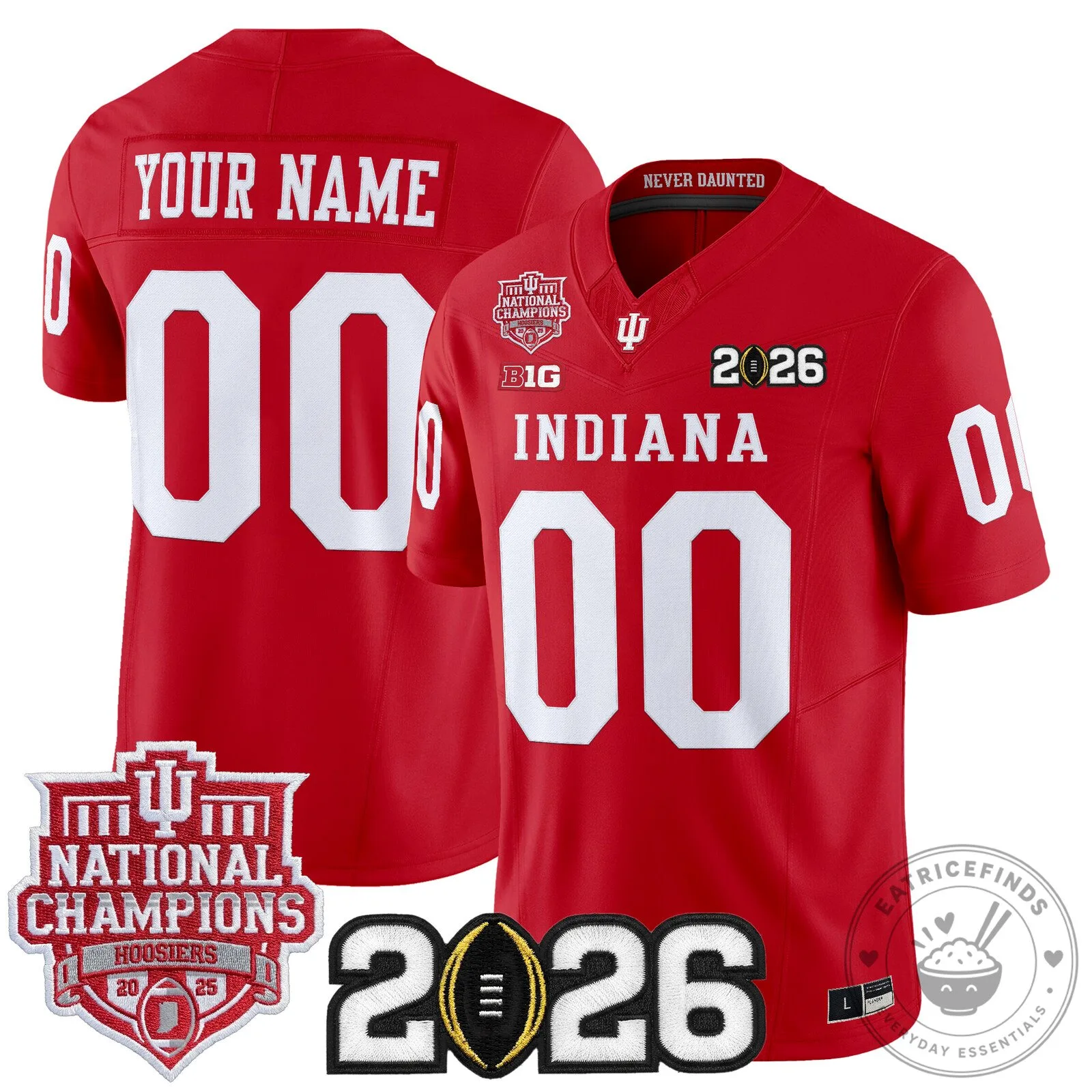 2025 National Champions Red Football Jersey for Indiana Hoosiers