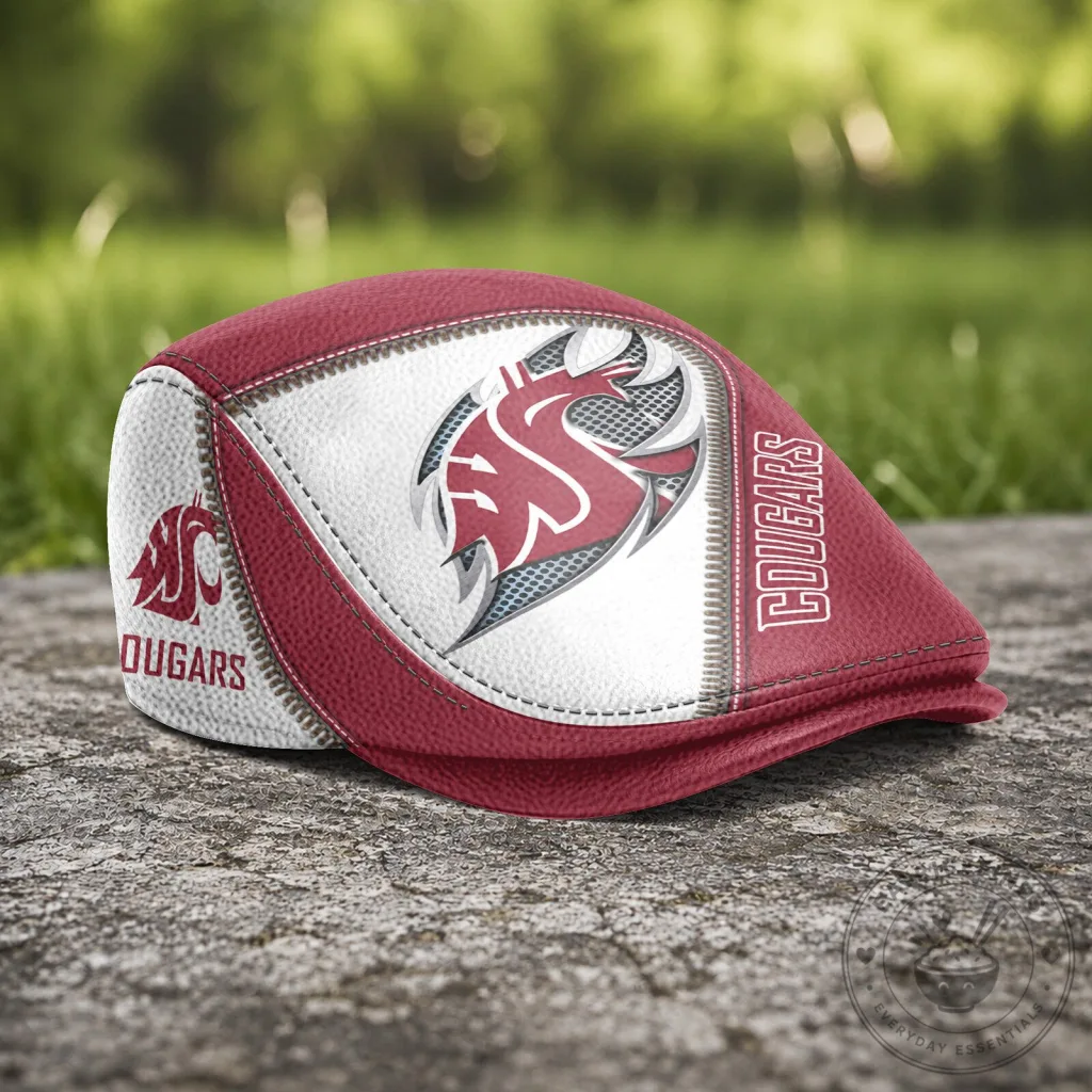 Washington State Cougars NCAA College Football Team Logo Flat Cap Hat Washington State Cougars NCAA College Football Team Logo Flat Cap Hat
