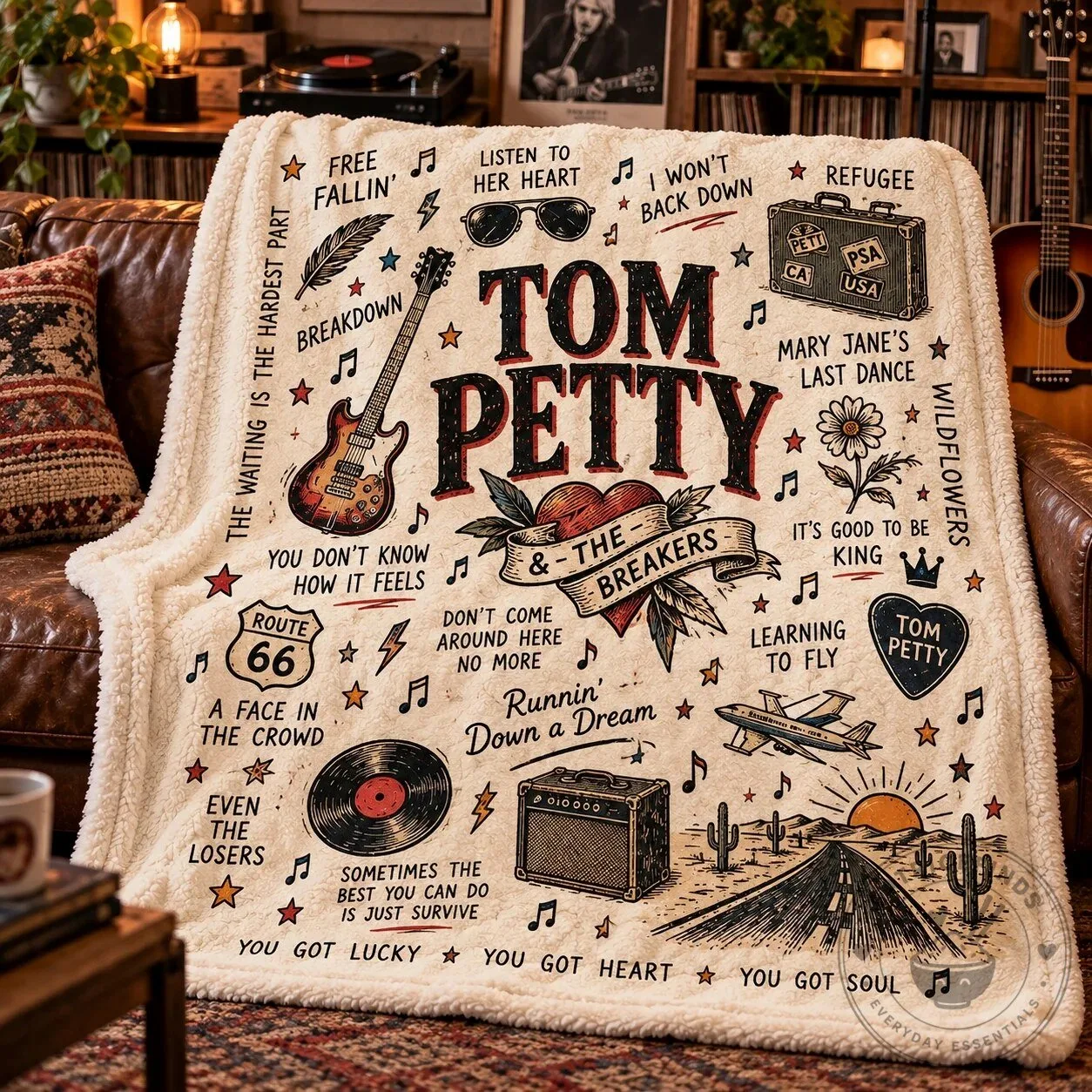 Tom Petty And The Heartbreakers Free Fallin' Wildflowers Sherpa Blanket