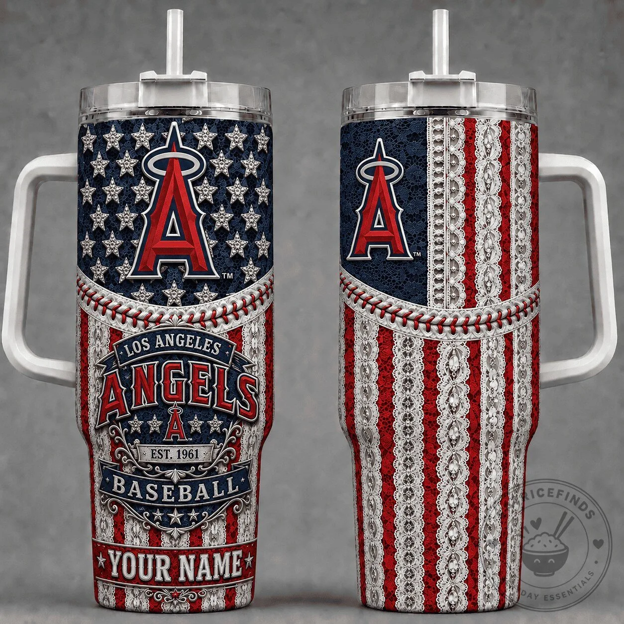 Los Angeles Angels Baseball American Flag Pattern Tumbler