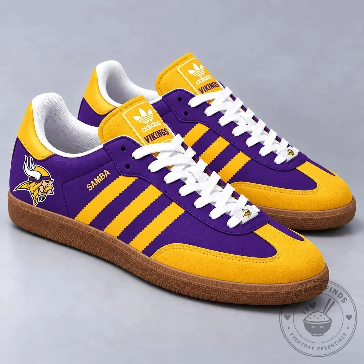 Minnesota Vikings Football Team Yellow and Purple Samba Style Sneakers