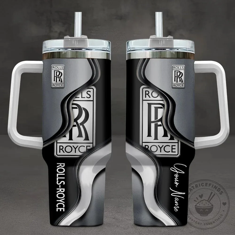 Rolls-Royce Luxury Car Brand Black and Silver Personalized Tumbler