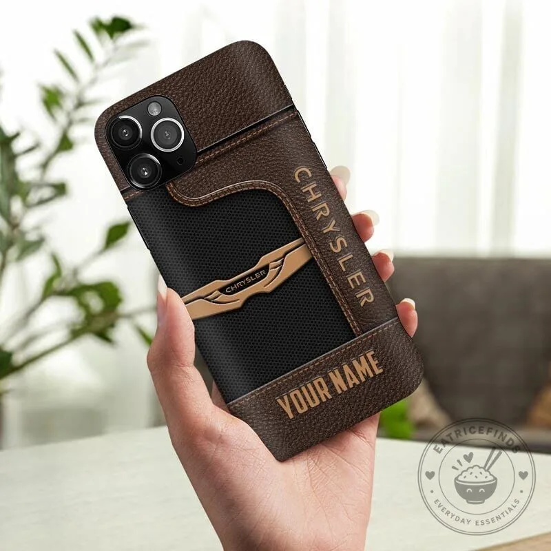 Chrysler Custom Name Brown Leather Texture Car Logo Phone Case 6 Chrysler Custom Name Brown Leather Texture Car Logo Phone Case