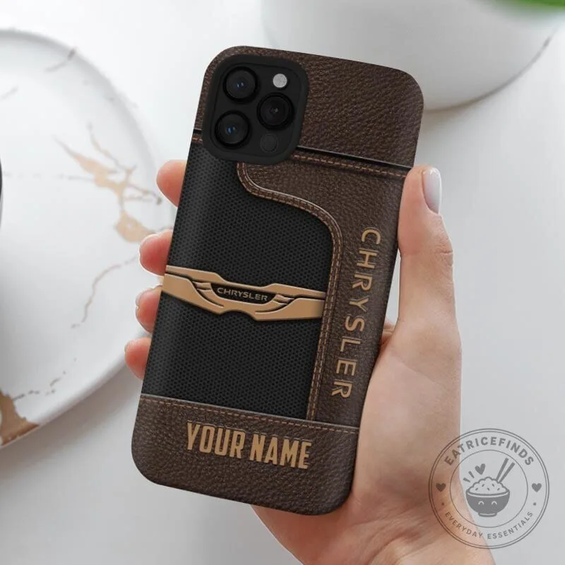 Chrysler Custom Name Brown Leather Texture Car Logo Phone Case 7 Chrysler Custom Name Brown Leather Texture Car Logo Phone Case
