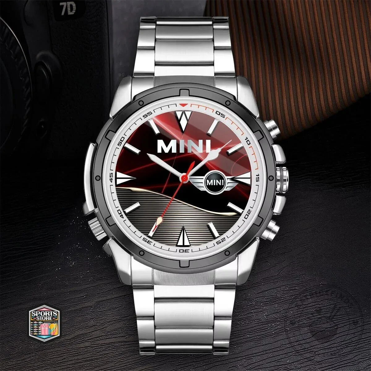 Mini Cooper Logo Custom Stainless Steel Watch, Elegant Fashion Design Timepiece