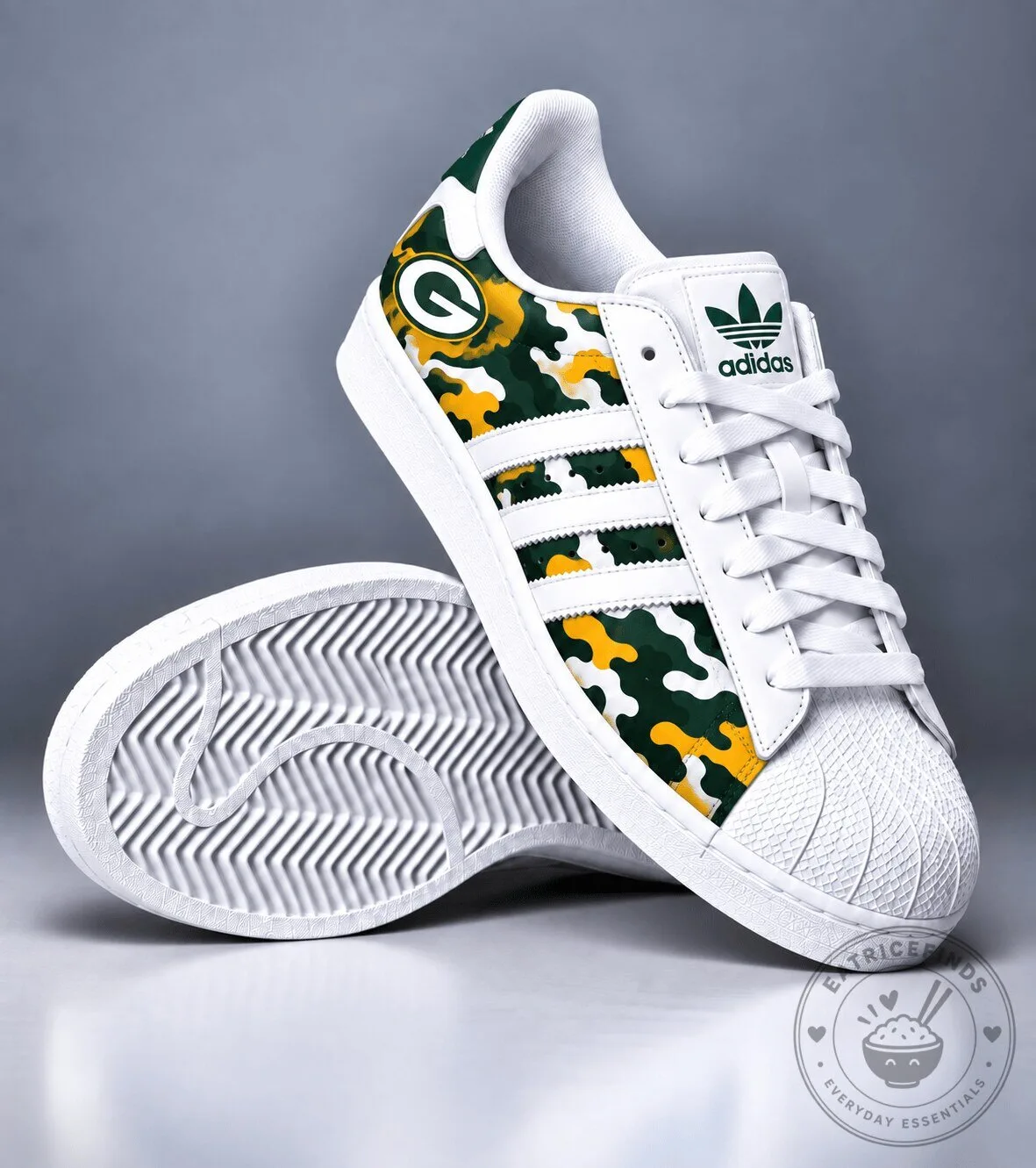 Green Bay Packers Camouflage Pattern Adidas Superstar Shoes