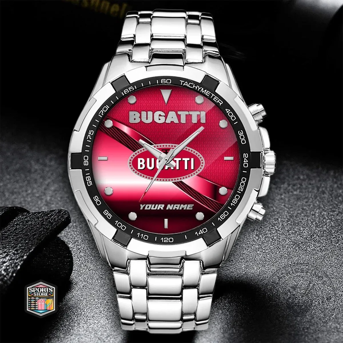 Bugatti Personalized Red Luxury Chronograph Stainless Steel Watch for Men