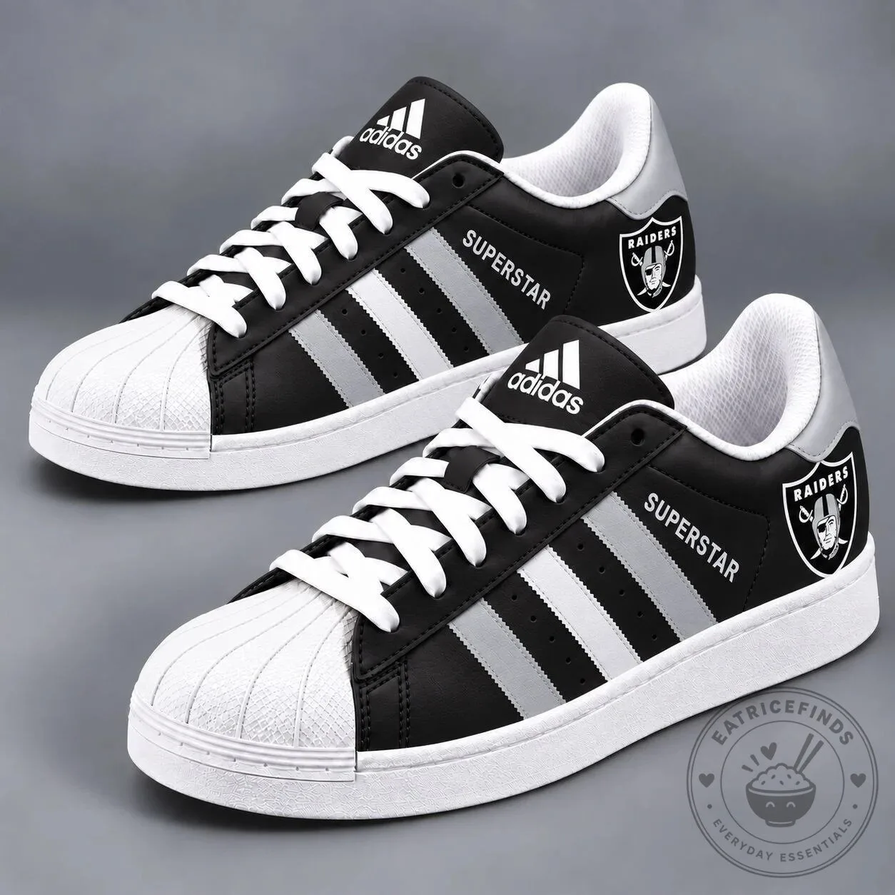 Las Vegas Raiders Superstar Black and White Athletic Shoes