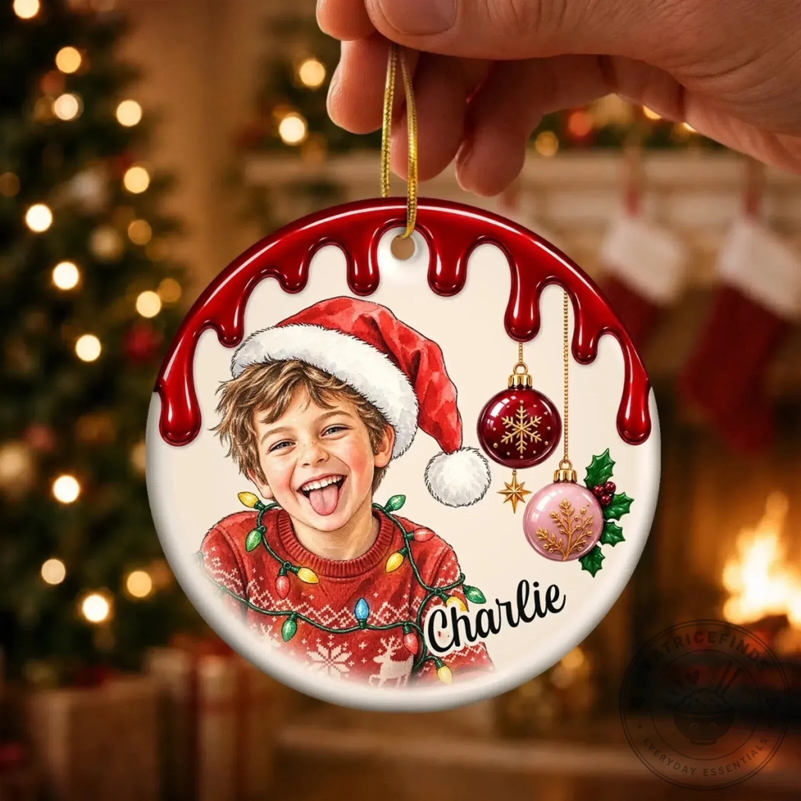 Personalized Kids Christmas Tree Ornament with Custom Photo and Name 12 Personalized Kids Christmas Tree Ornament with Custom Photo and Name