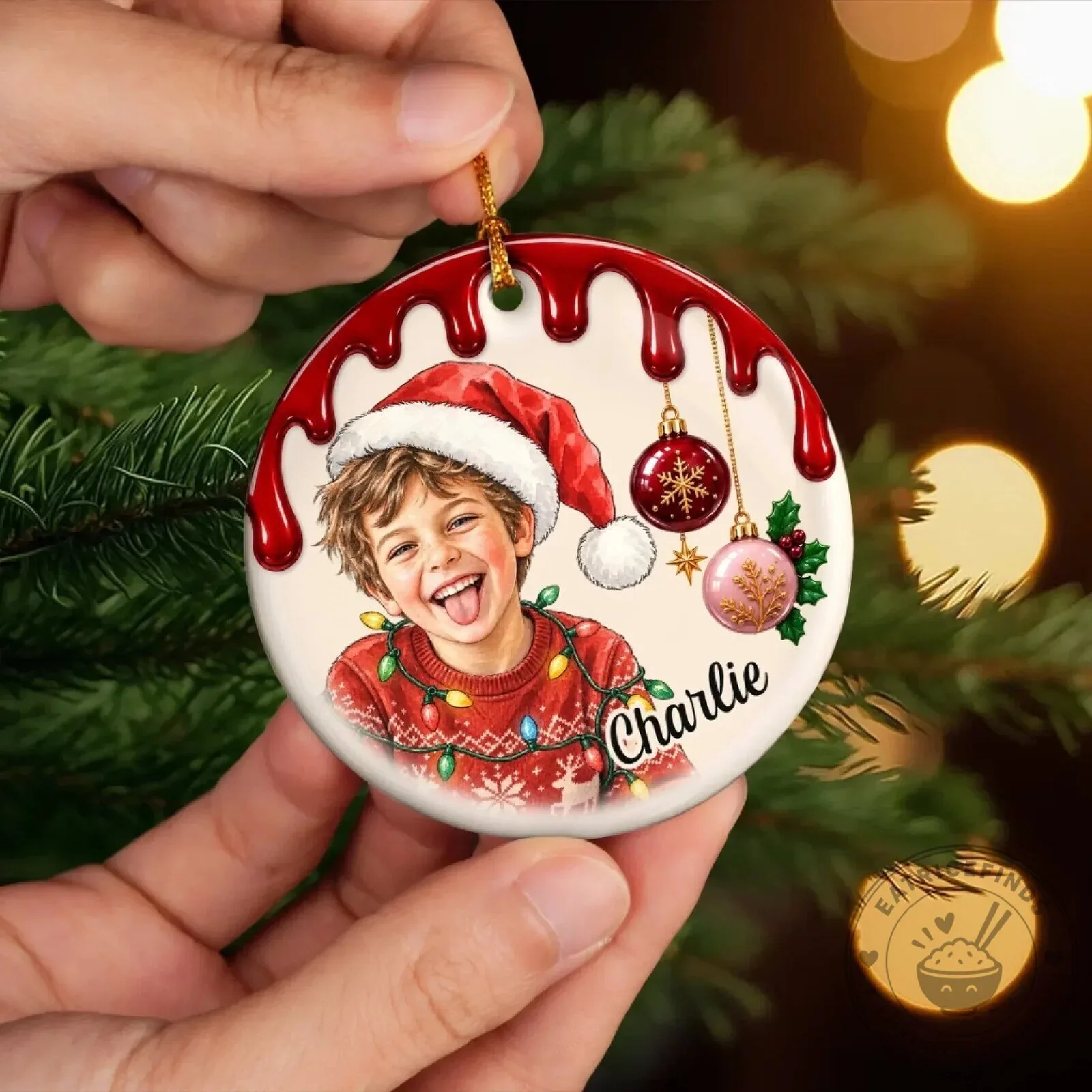 Personalized Kids Christmas Tree Ornament with Custom Photo and Name 14 Personalized Kids Christmas Tree Ornament with Custom Photo and Name