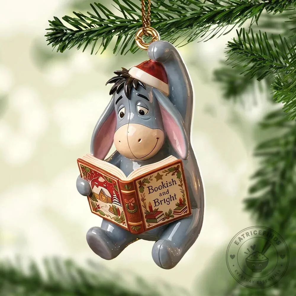 Winnie the Pooh Eeyore Bookish and Bright Christmas Tree Holiday Ornament