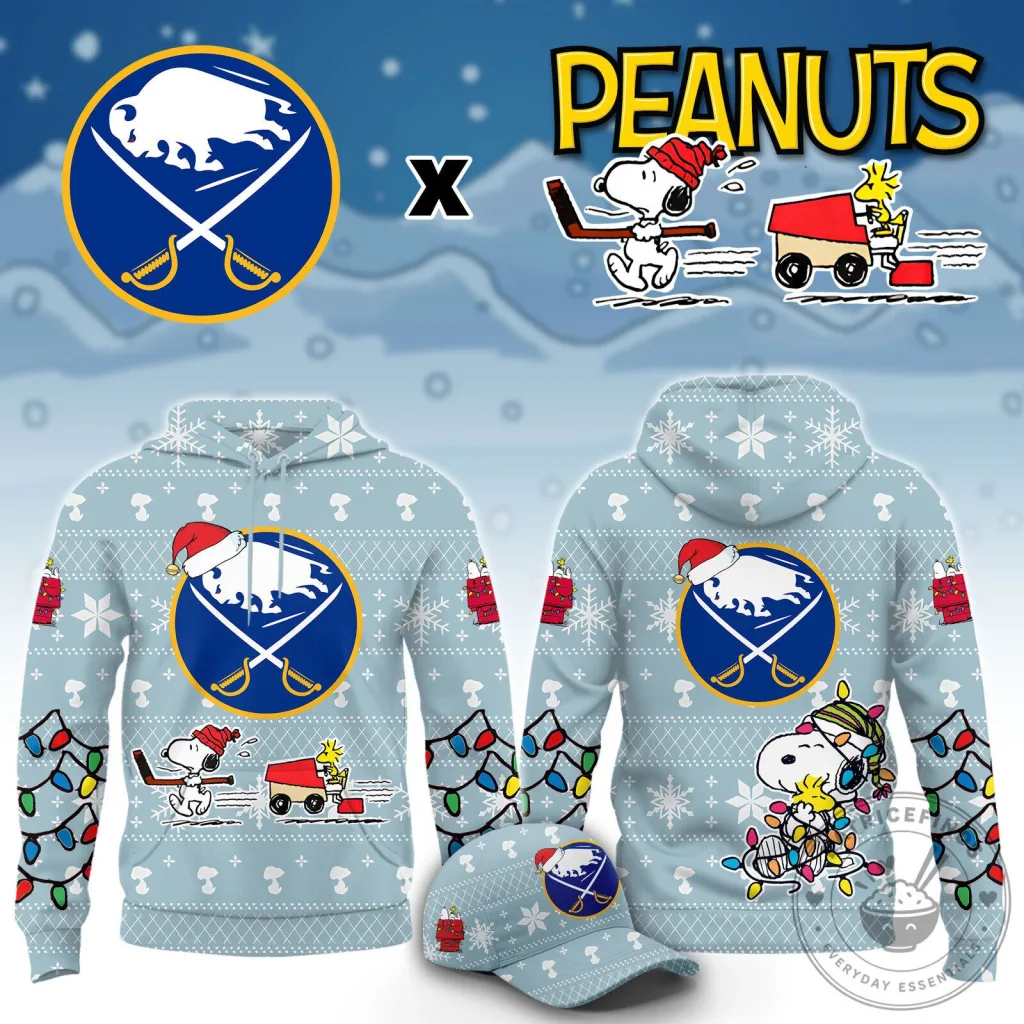 Buffalo Sabres Snoopy Woodstock Christmas Holiday Light Blue Hoodie Buffalo Sabres Snoopy Woodstock Christmas Holiday Light Blue Hoodie