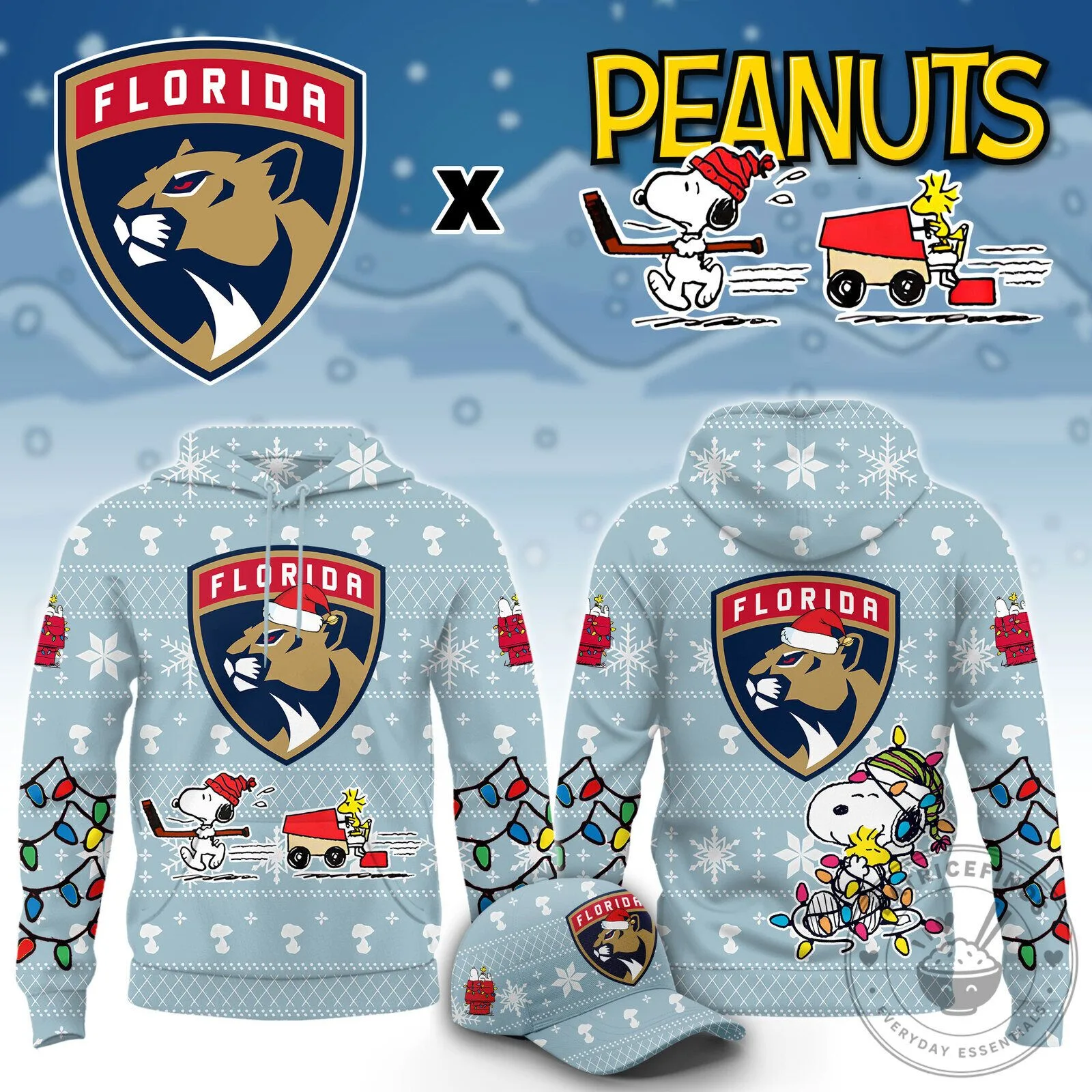 Florida Panthers Peanuts Snoopy Christmas Holiday Ugly Sweater Hoodie