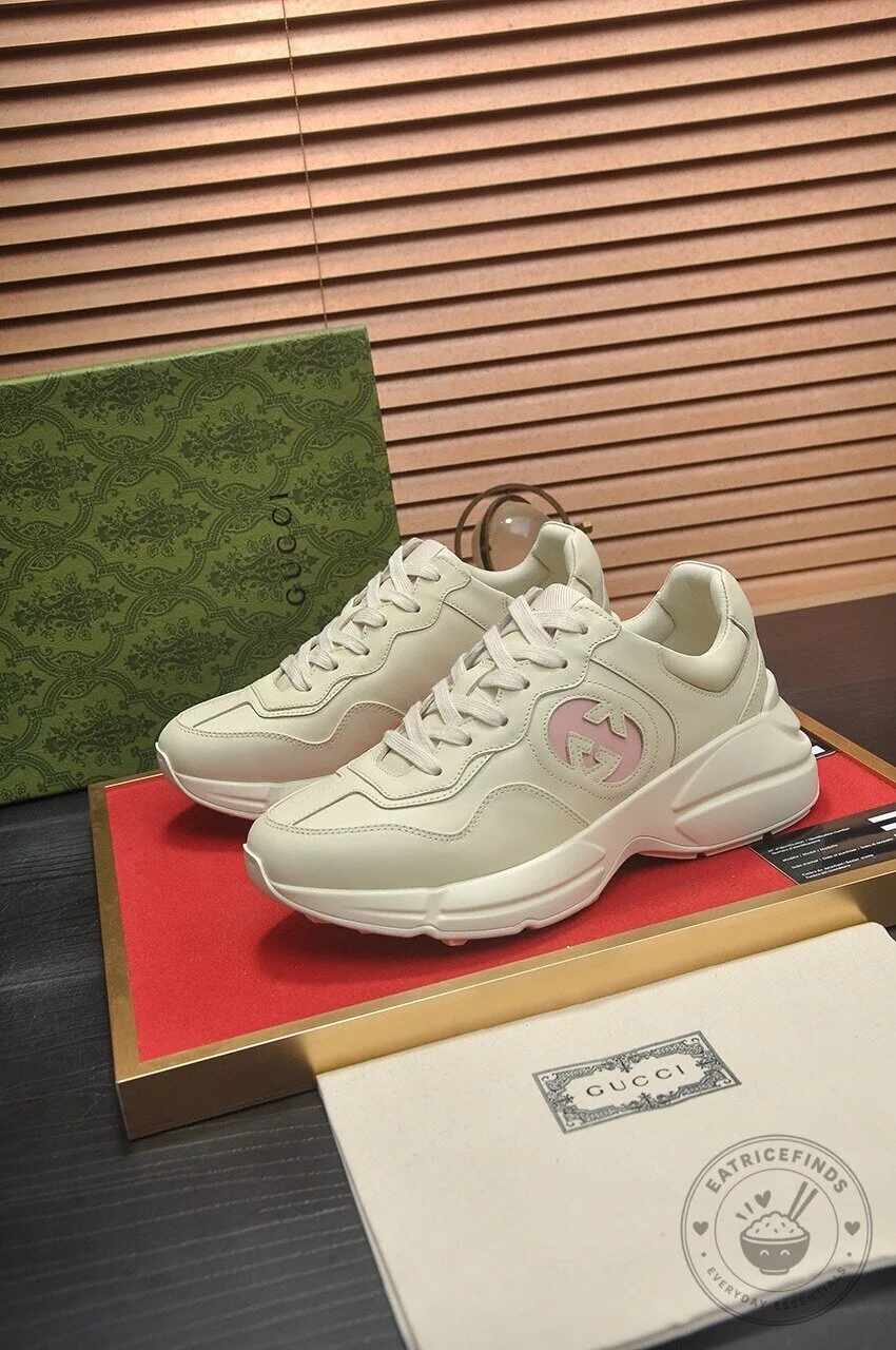 Gucci Cream Pink Interlocking G Logo Womens Sneakers 2 Gucci Cream Pink Interlocking G Logo Womens Sneakers