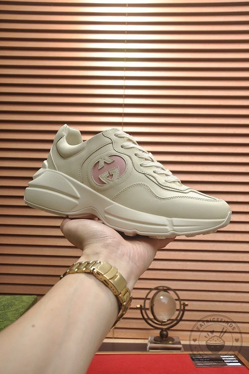 Gucci Cream Pink Interlocking G Logo Womens Sneakers 8 Gucci Cream Pink Interlocking G Logo Womens Sneakers