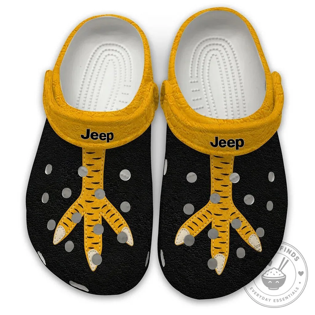Jeep Chicken Feet Pattern Black and Yellow Classic Clogs
