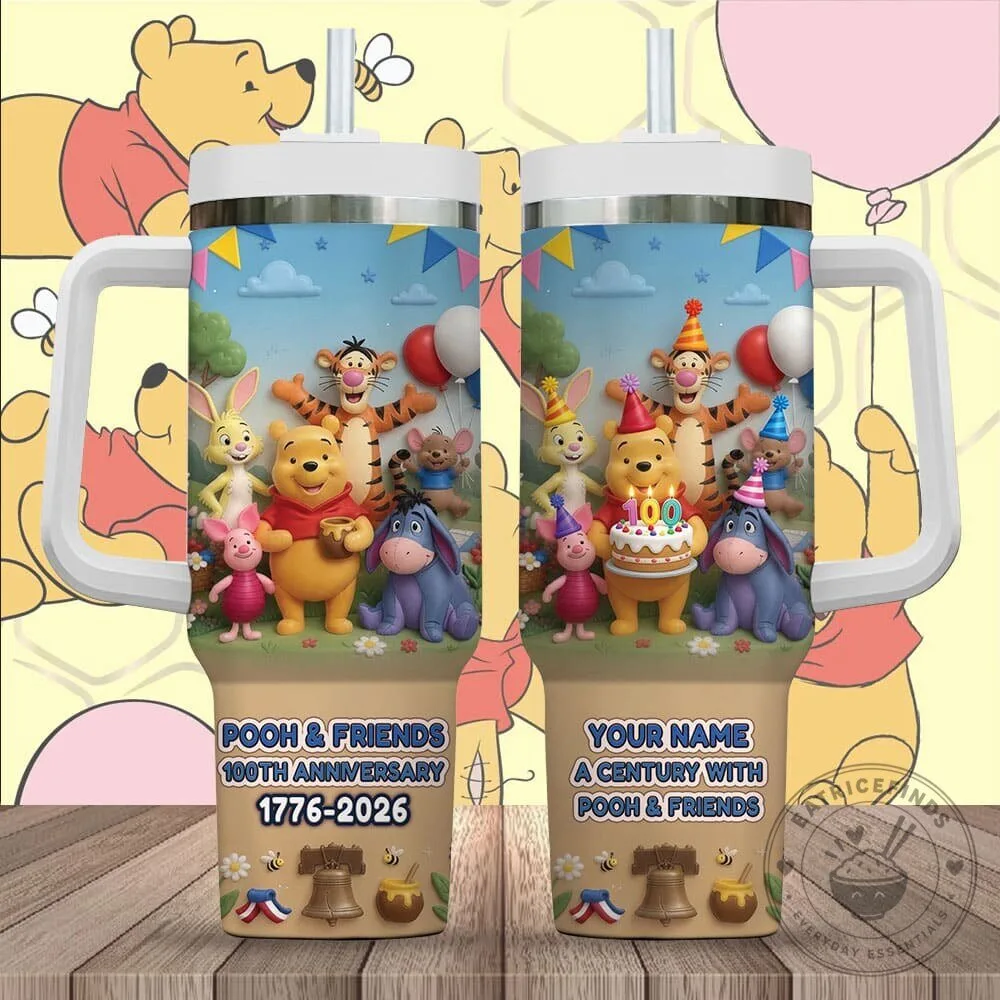 Personalized Winnie the Pooh 100th Anniversary Celebration 40oz Tumbler