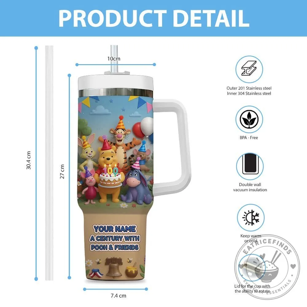 Personalized Winnie the Pooh 100th Anniversary Celebration 40oz Tumbler 11 Personalized Winnie the Pooh 100th Anniversary Celebration 40oz Tumbler