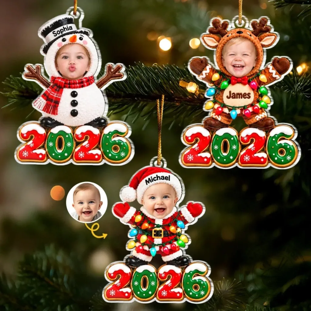 Personalized Baby's First Christmas 2026 Photo Ornament Custom Name Gift Personalized Baby's First Christmas 2026 Photo Ornament Custom Name Gift