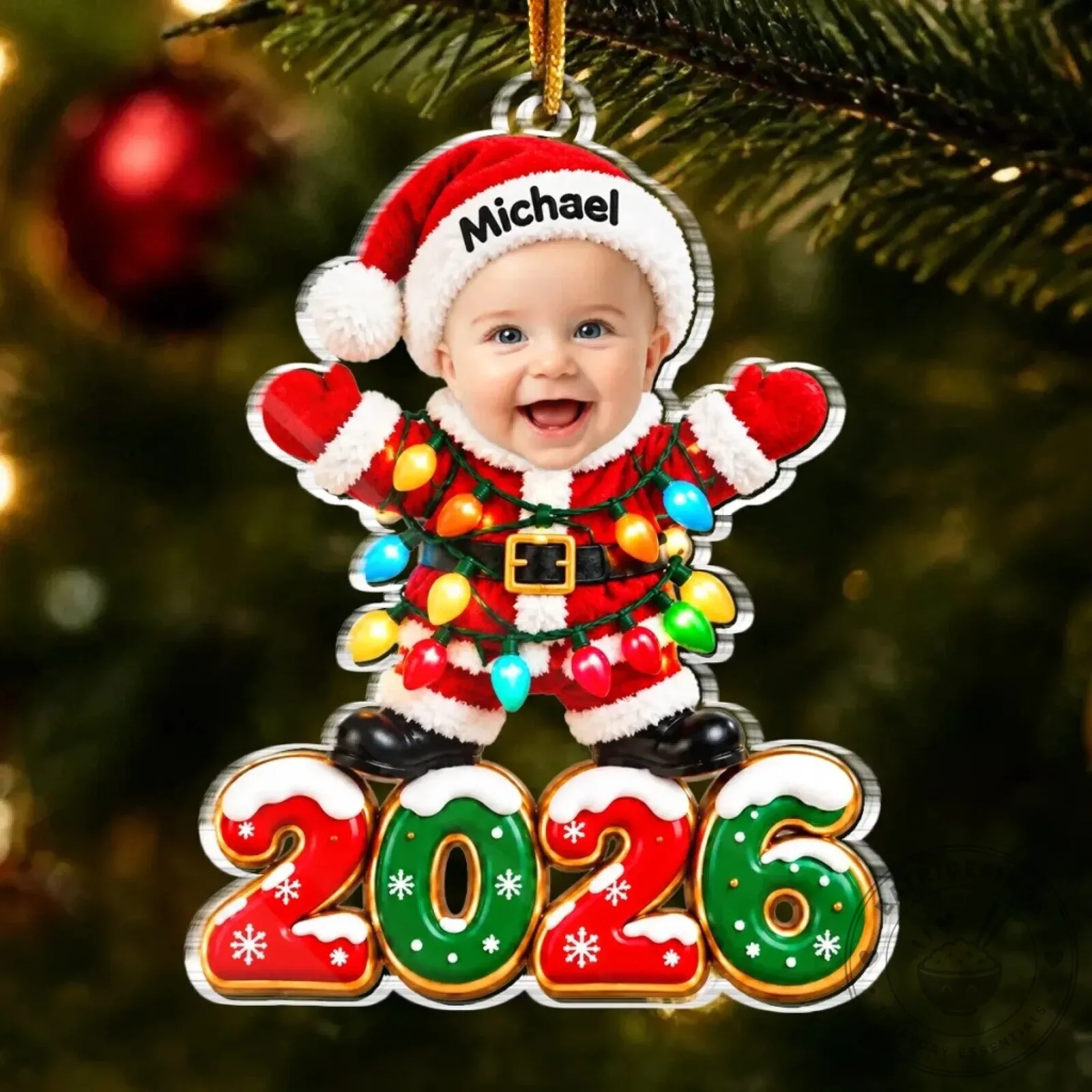 Personalized Baby's First Christmas 2026 Photo Ornament Custom Name Gift 11 Personalized Baby